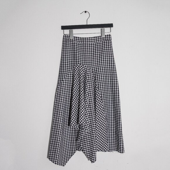 Zara Gingham Asymmetrical Midi Skirt - Picture 6 of 7